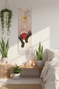 Arazzo mani e sole - appeso camera da letto boho