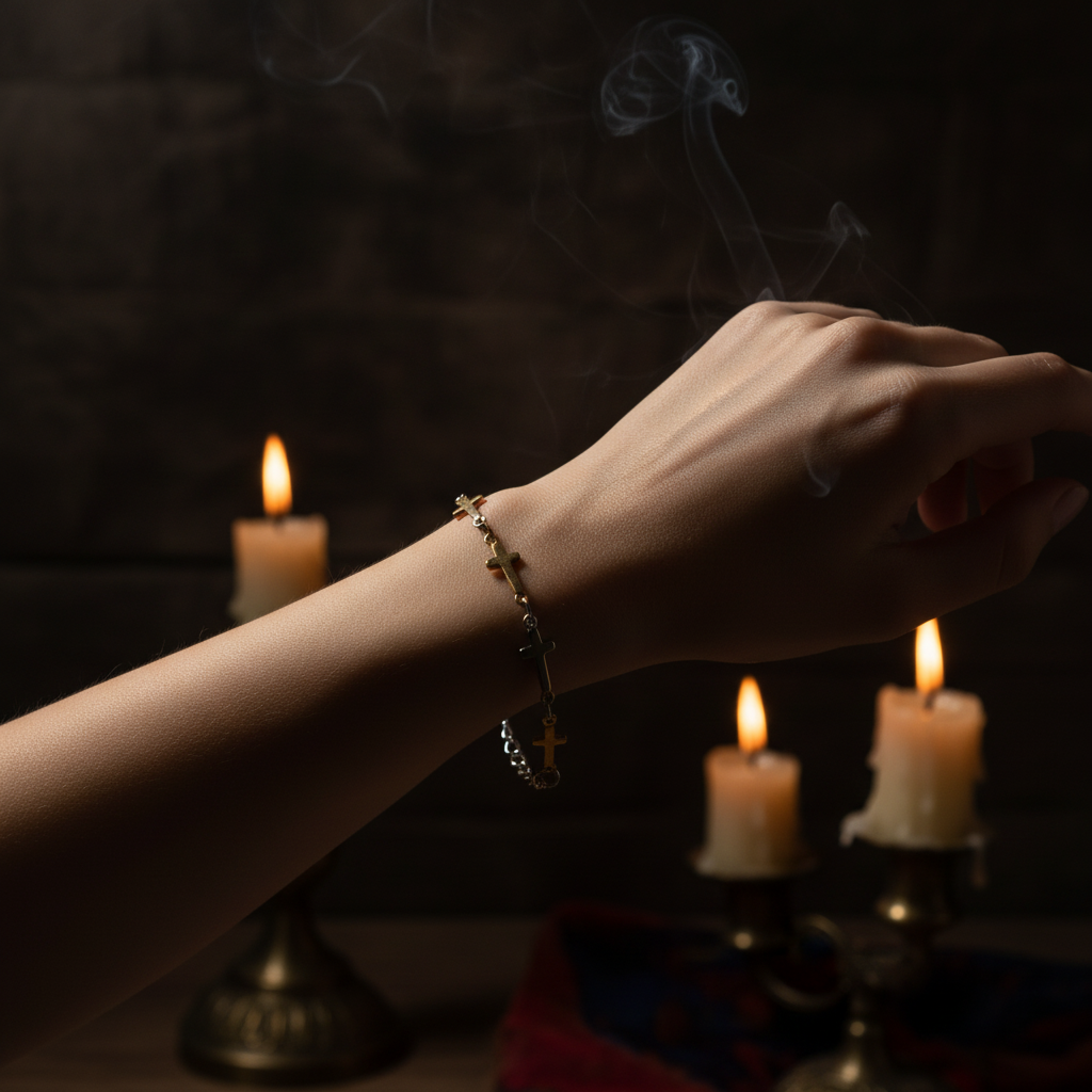 Bracciale Croci Bicolore indossato - mood sacro