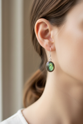 Orecchini Pendenti in Argento con Labradorite Verde Naturale