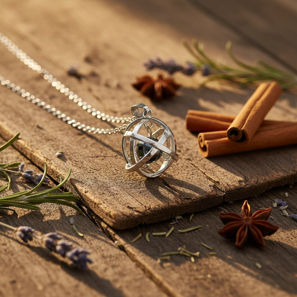 Collana Genesa Ematite - sfondo legno rustico