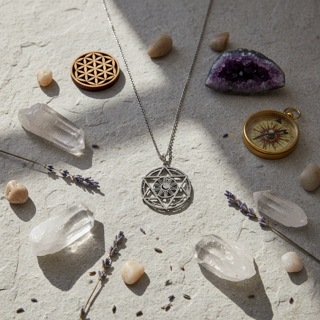 Collana Stella di David - flat lay pietra naturale