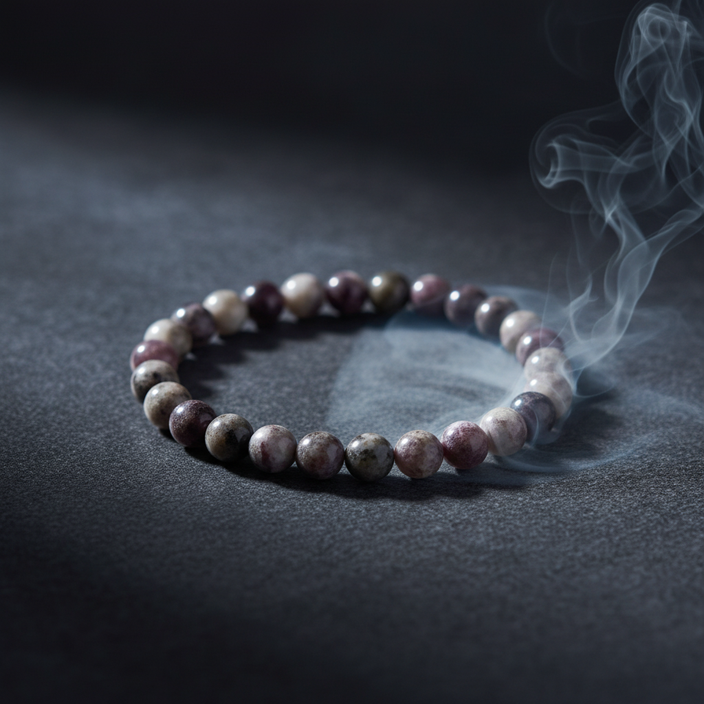 Bracciale tormalina con incenso sfondo scuro