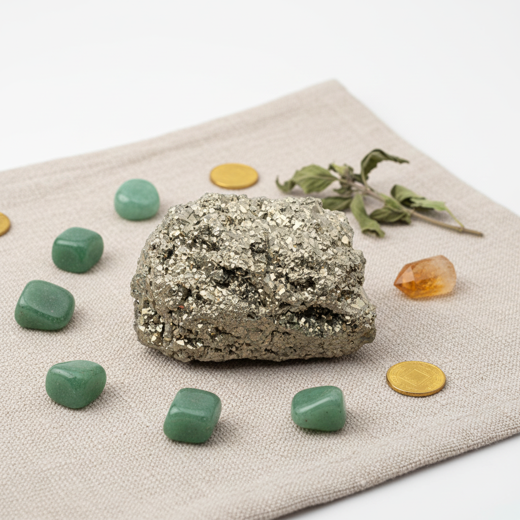 Pirite grezza - lifestyle su lino
