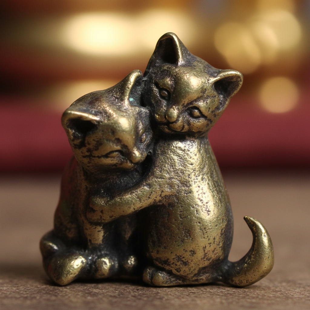 Gattini abbracciati ottone - macro close-up
