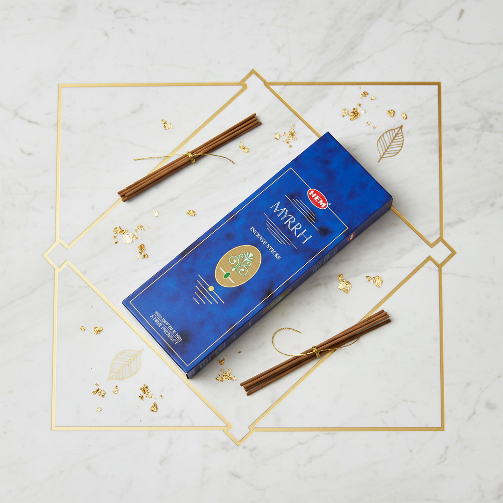 HEM Myrrh - flatlay su marmo