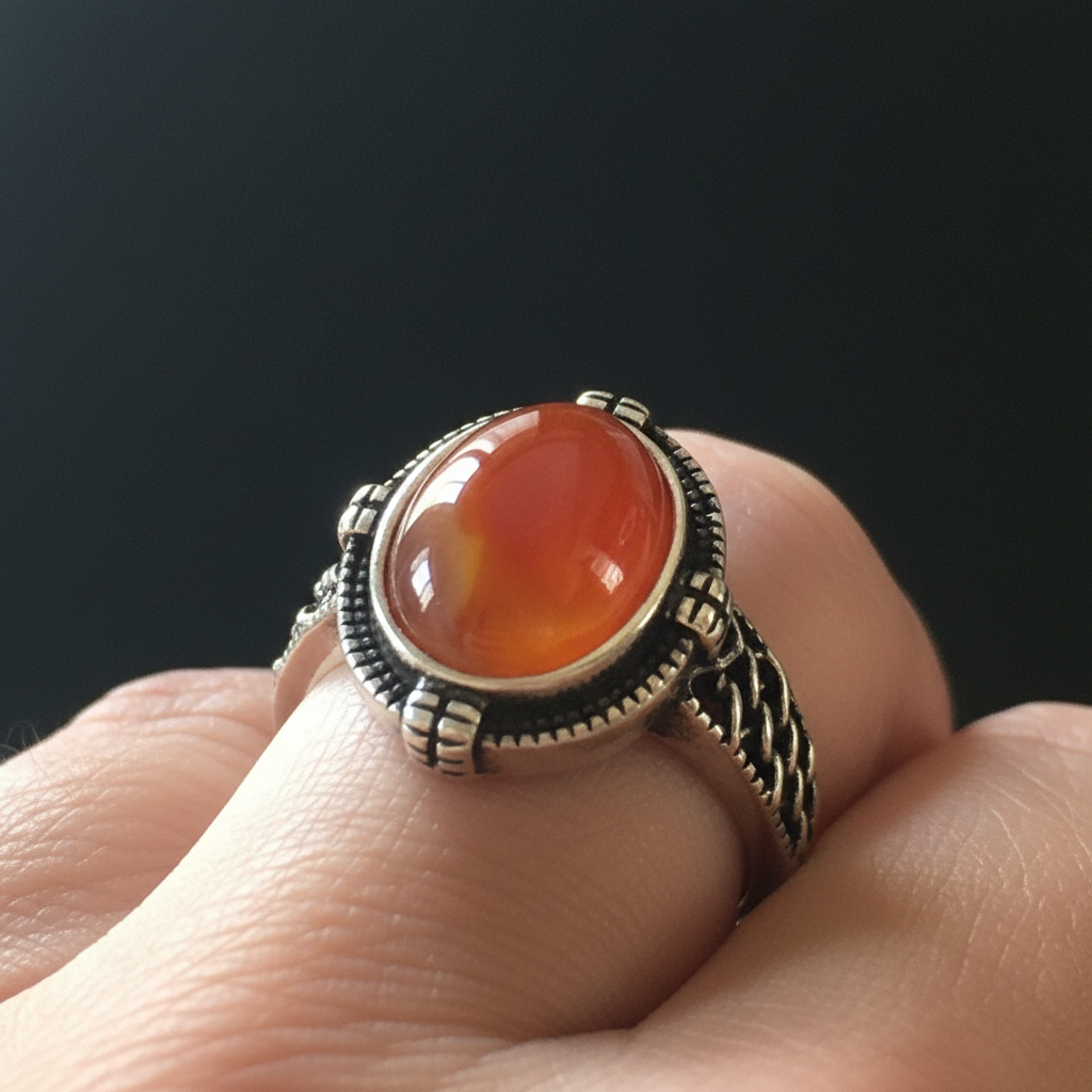 Anello corniola macro close-up