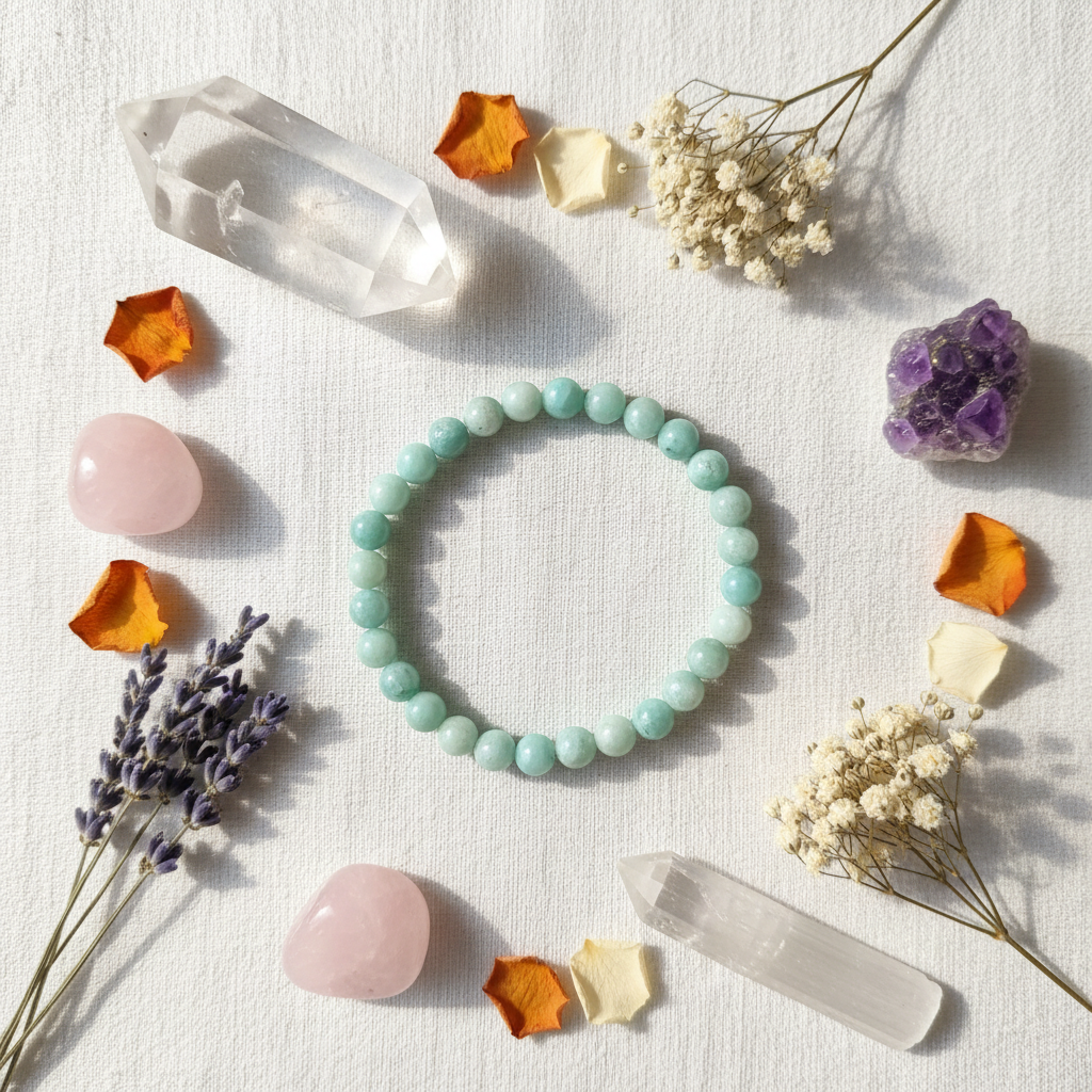 Bracciale Amazzonite - Flat lay editoriale