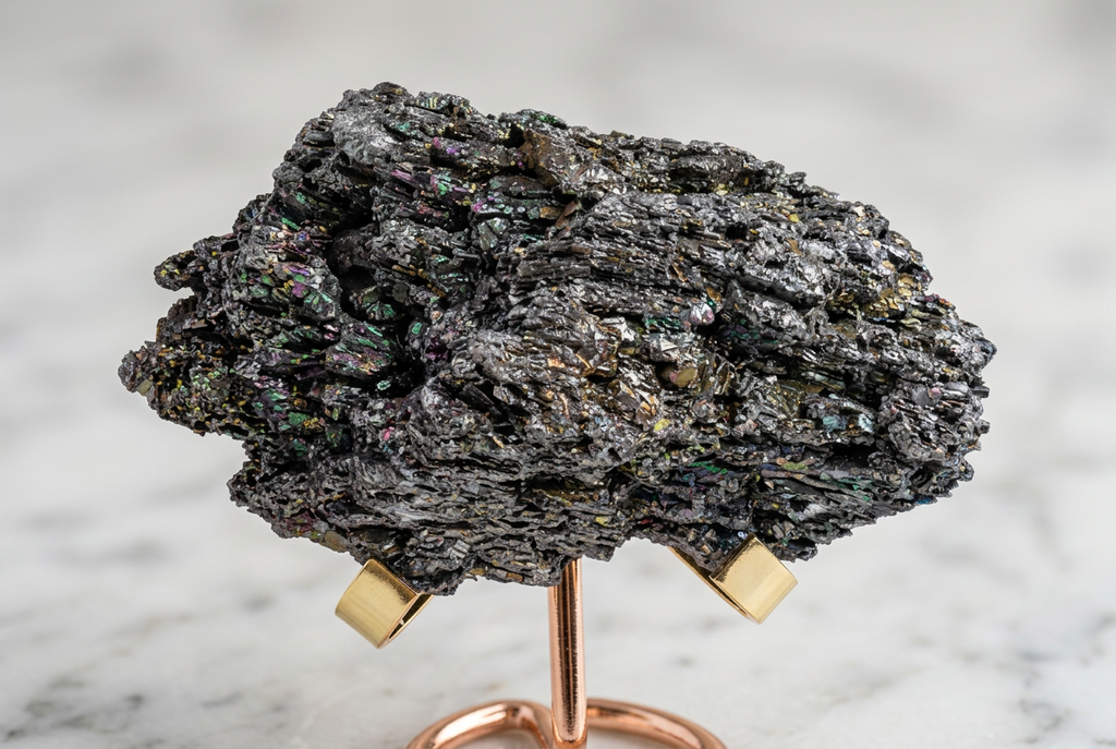 Carborundum in primo piano su marmo, senza bordi