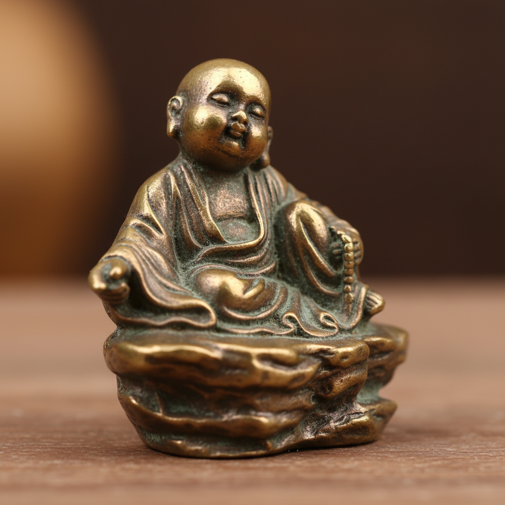 Mini Buddha ottone - macro close-up