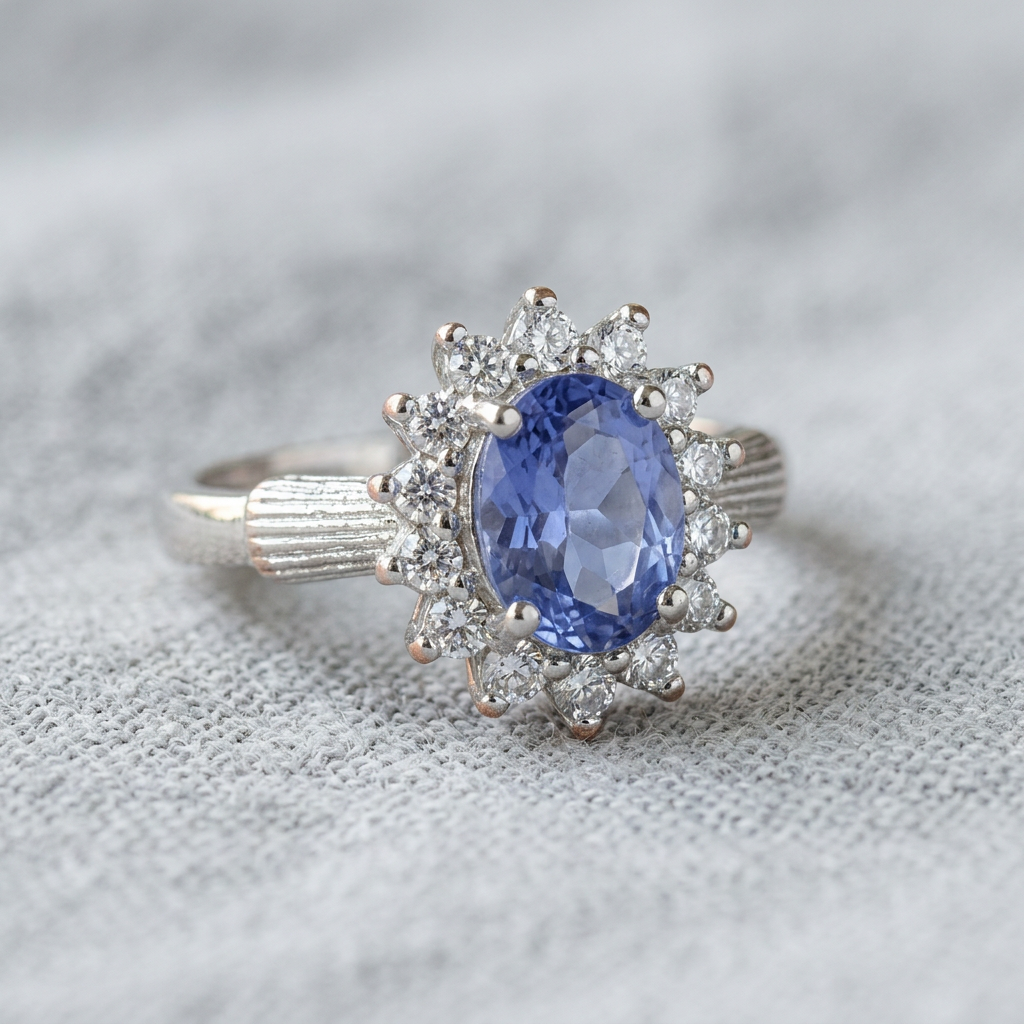 Anello 307 con topazio su lino grigio
