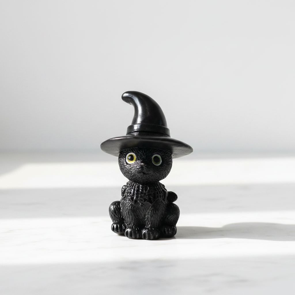 Gattino Nero Portafortuna con Cappello da Strega