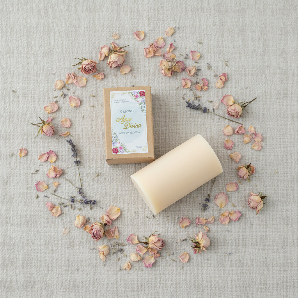 Sapone Agua Divina - flat lay su lino