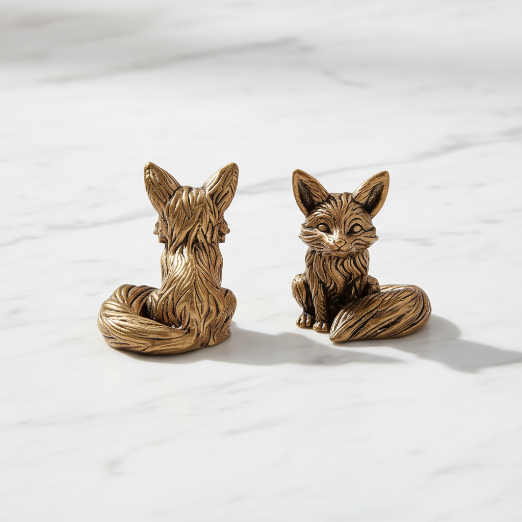 Volpe ottone 3cm - flatlay marmo