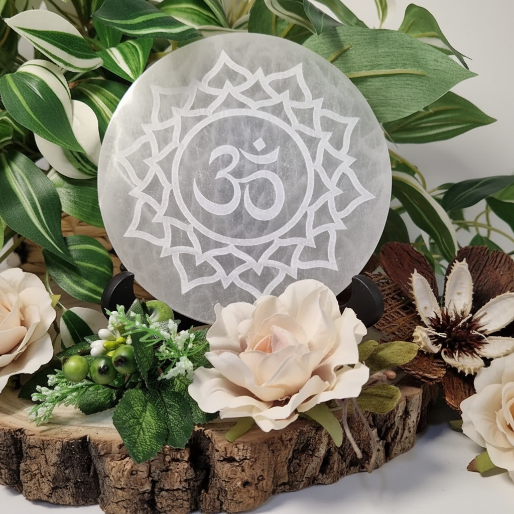 Disco Selenite Om Loto - Lifestyle Naturale