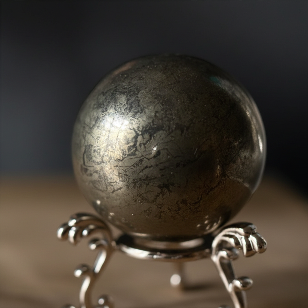 Sfera Pirite - macro riflessi metallici dorati