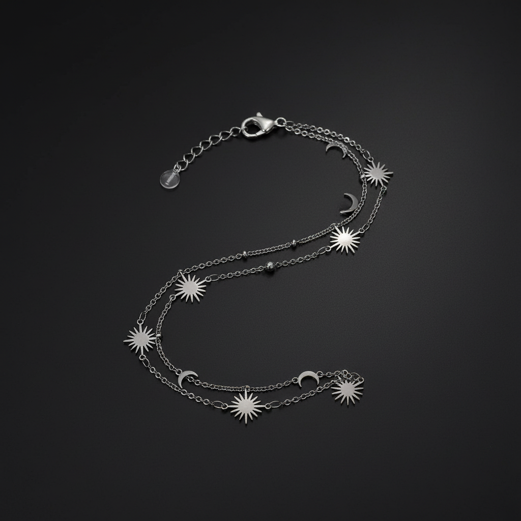 Cavigliera sole e luna - sfondo scuro