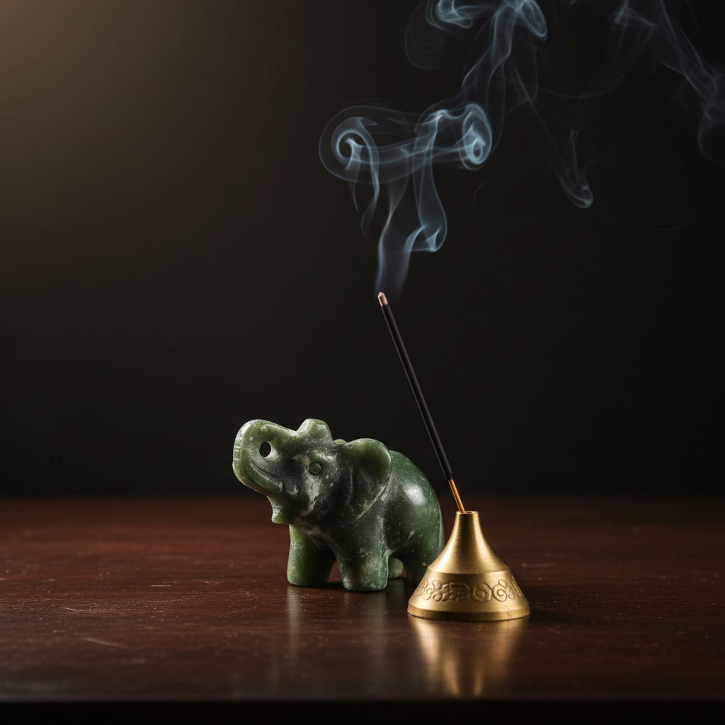 Elefante Xiuan giada verde - incenso e fumo