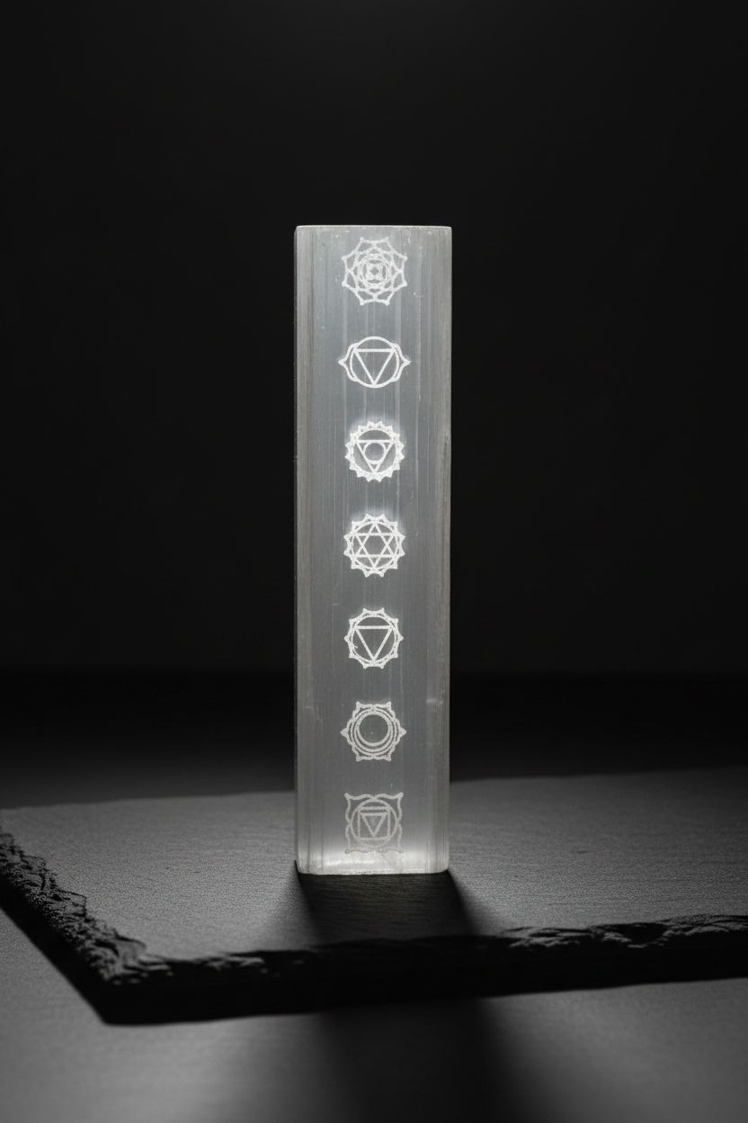 Lastra Selenite Chakra - Editoriale Minimalista
