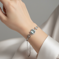 Bracciale Rame Placcato Argento con Acquamarina - lifestyle indossato 2