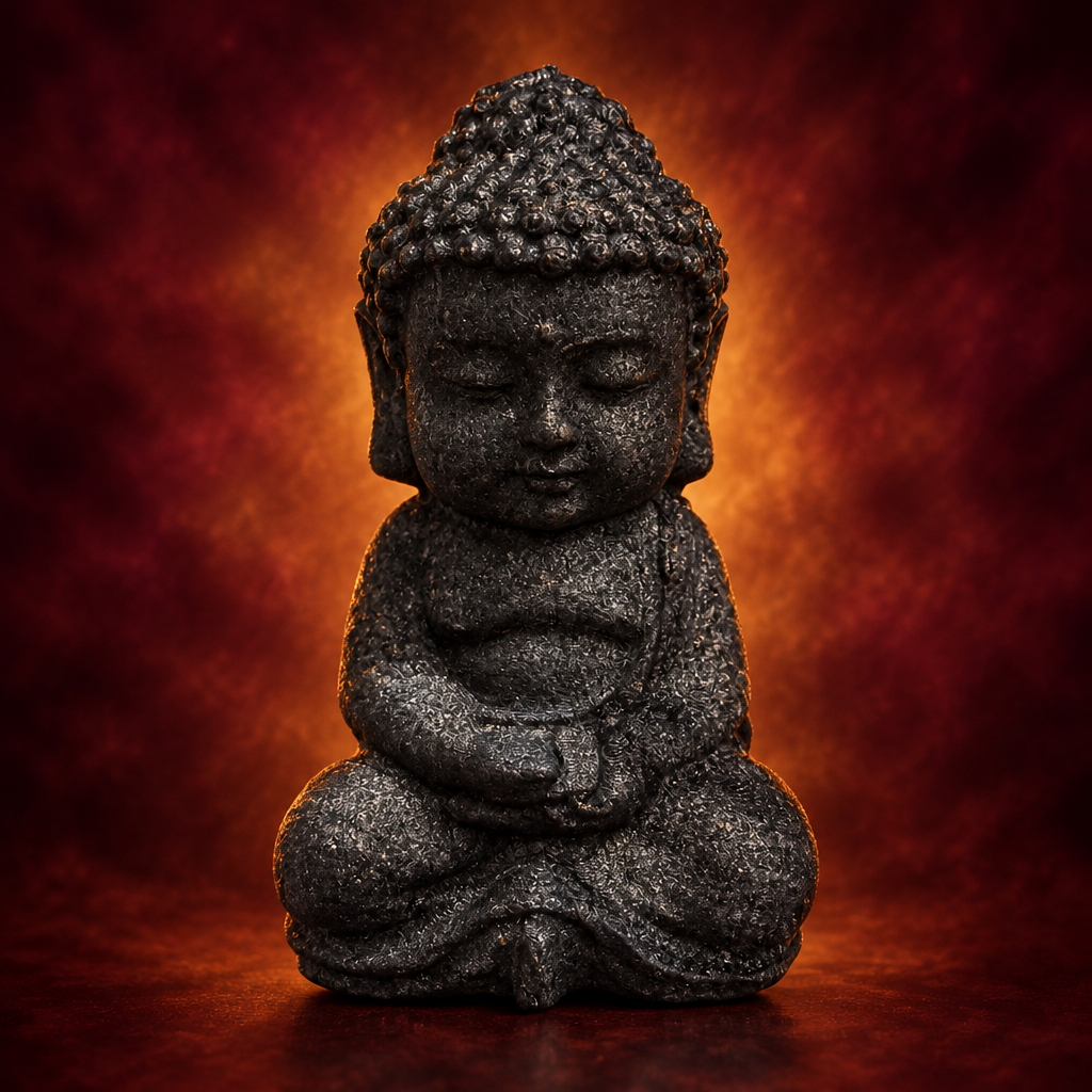 Buddha seduto in shungite su bordeaux