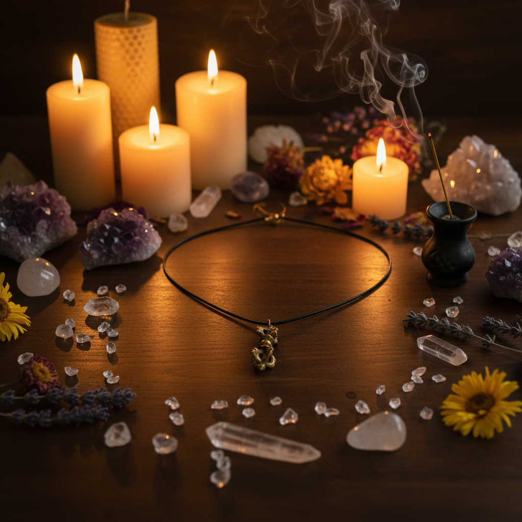 Collana dorje grande - composizione rituale cristalli