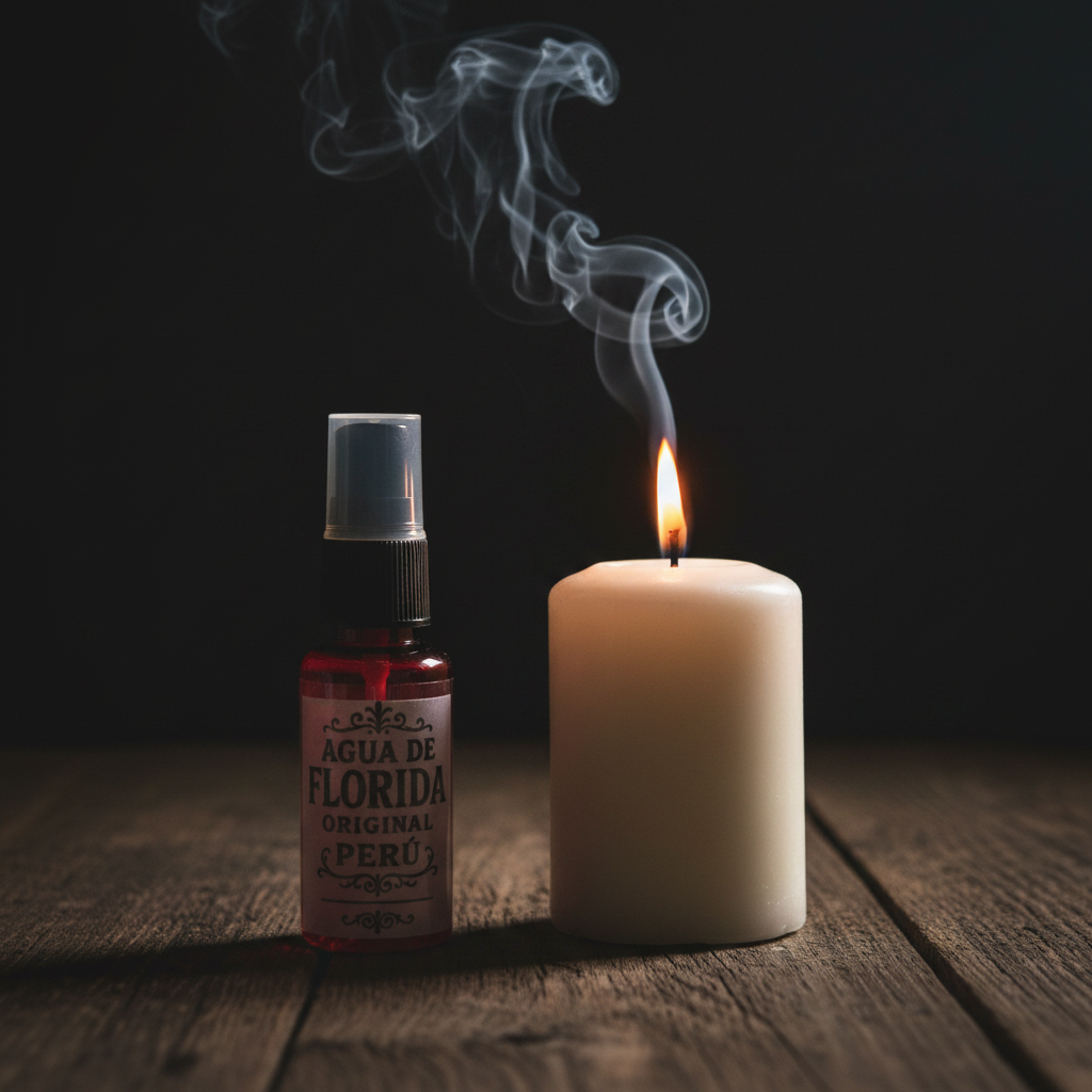 Candela bianca e fumo, atmosfera rituale scura