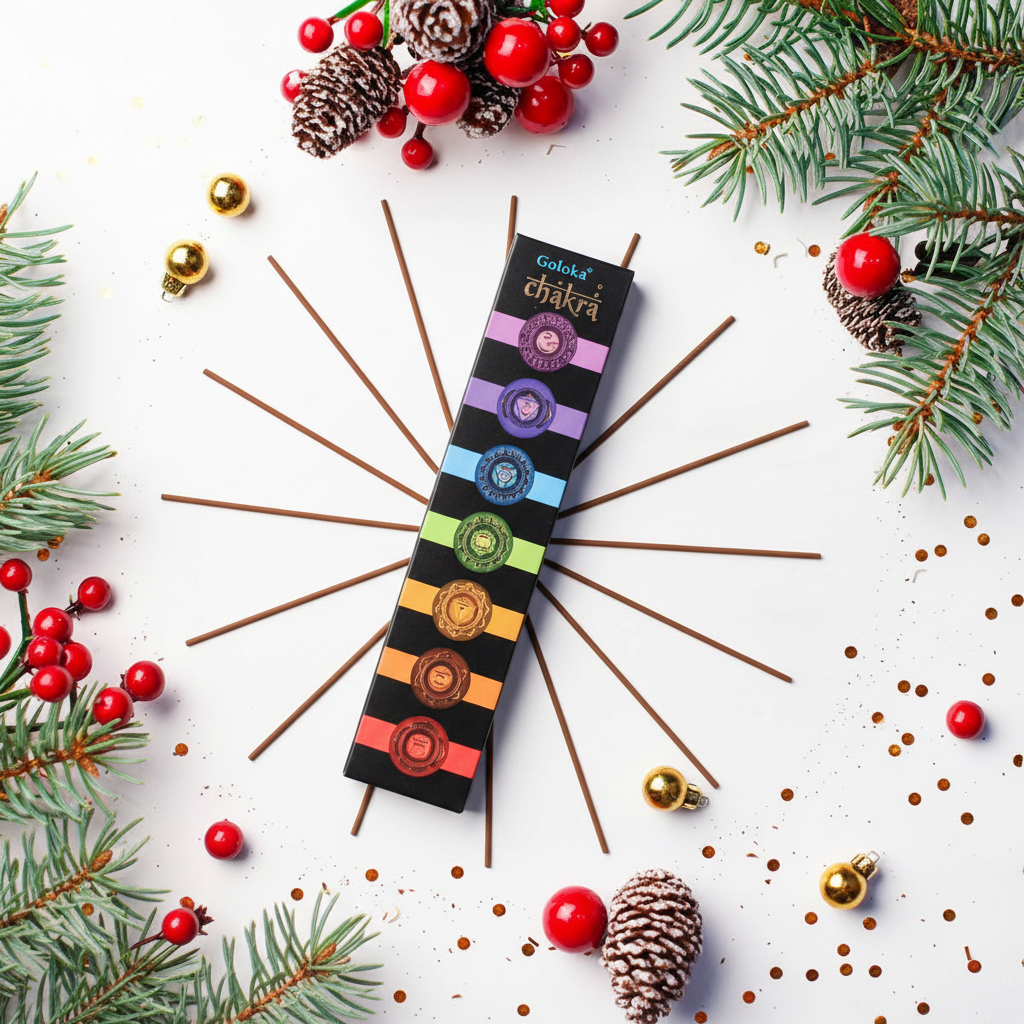 Goloka Chakra Incense - vista dall'alto con stick a raggiera