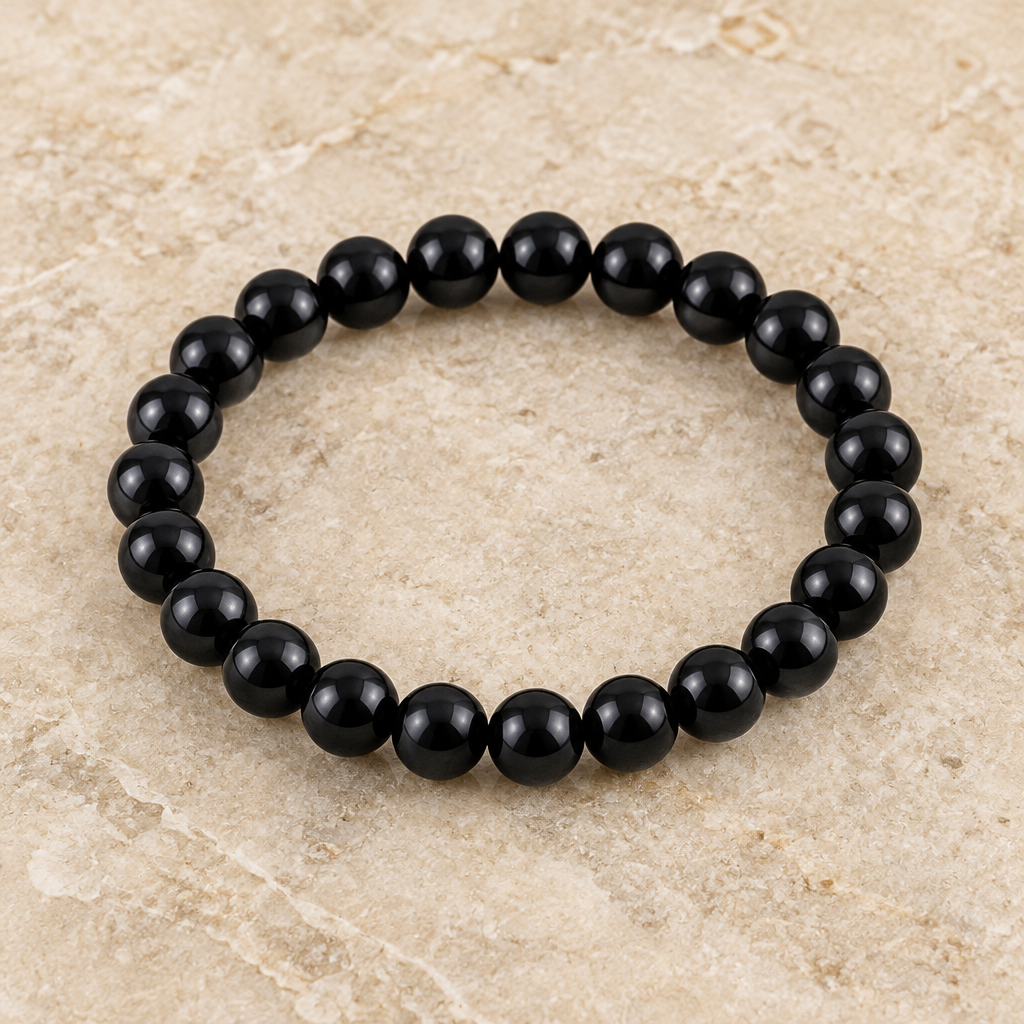 Bracciale in onice nero su beige