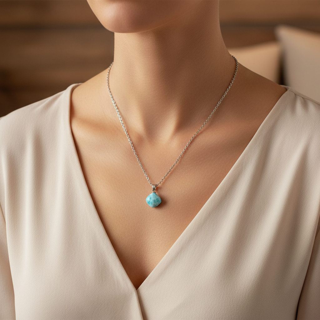 Collana larimar lifestyle indossata