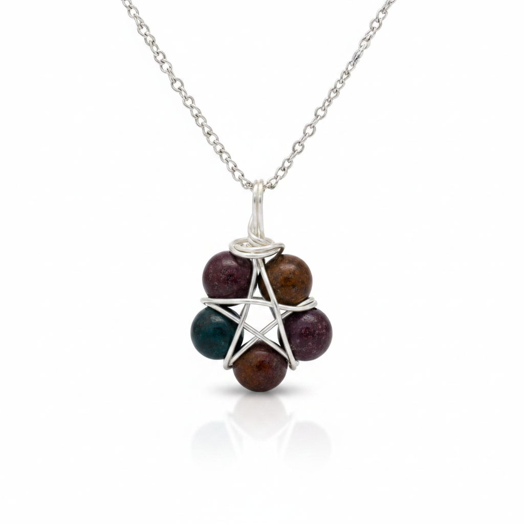 Collana Pentacolo Diaspro Oceano - sfondo bianco