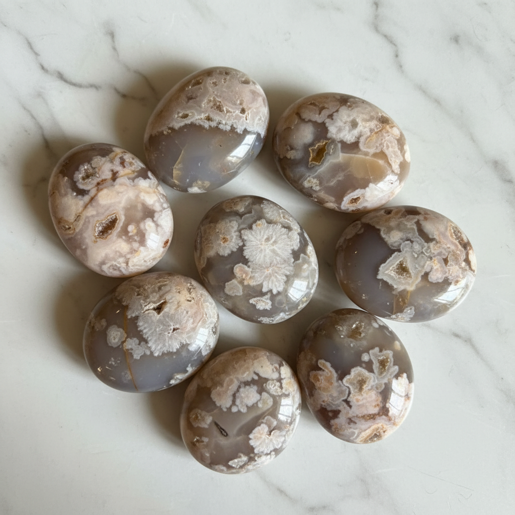 Palmstone Agata Sakura su marmo bianco