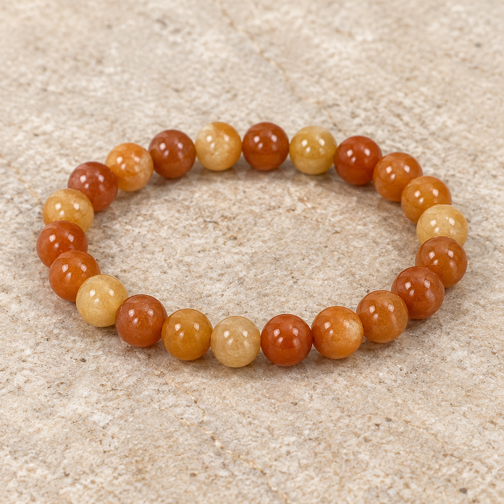 Bracciale in avventurina rossa su beige