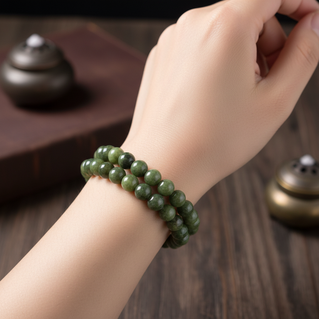 Bracciale Giada Xiu Yan 8mm - lifestyle indossato 1