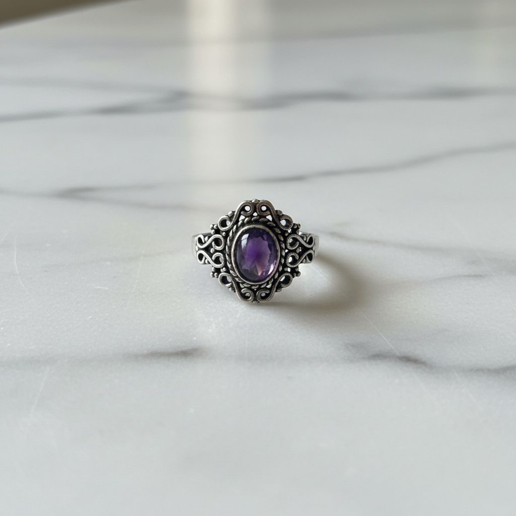Anello Floreale Silver - Ametista