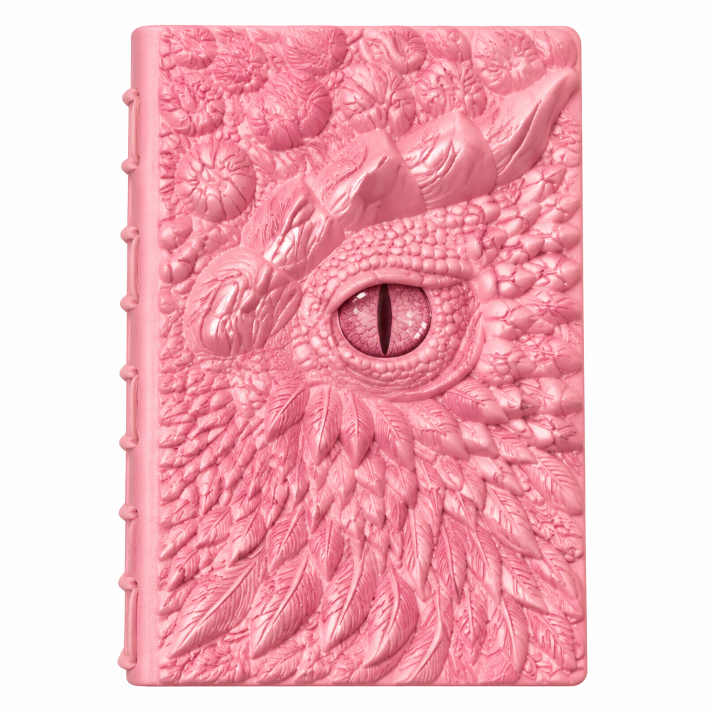 Agenda Occhio di Drago rosa su fondo bianco