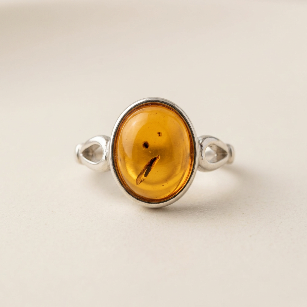 Anello ambra 324 su ceramica crema