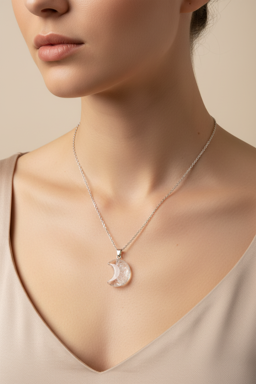 Collana Luna Cristallo di Rocca indossata