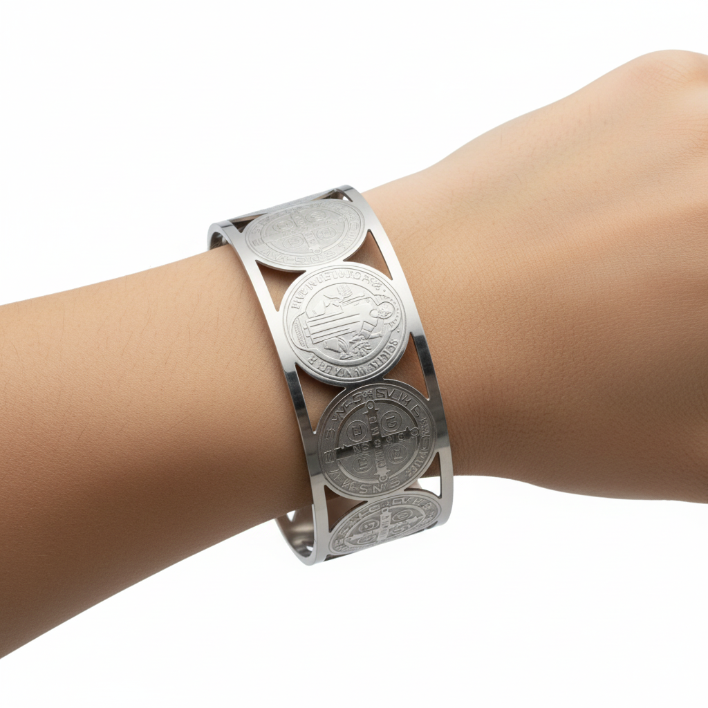 Bracciale Rigido San Benedetto indossato - luce naturale