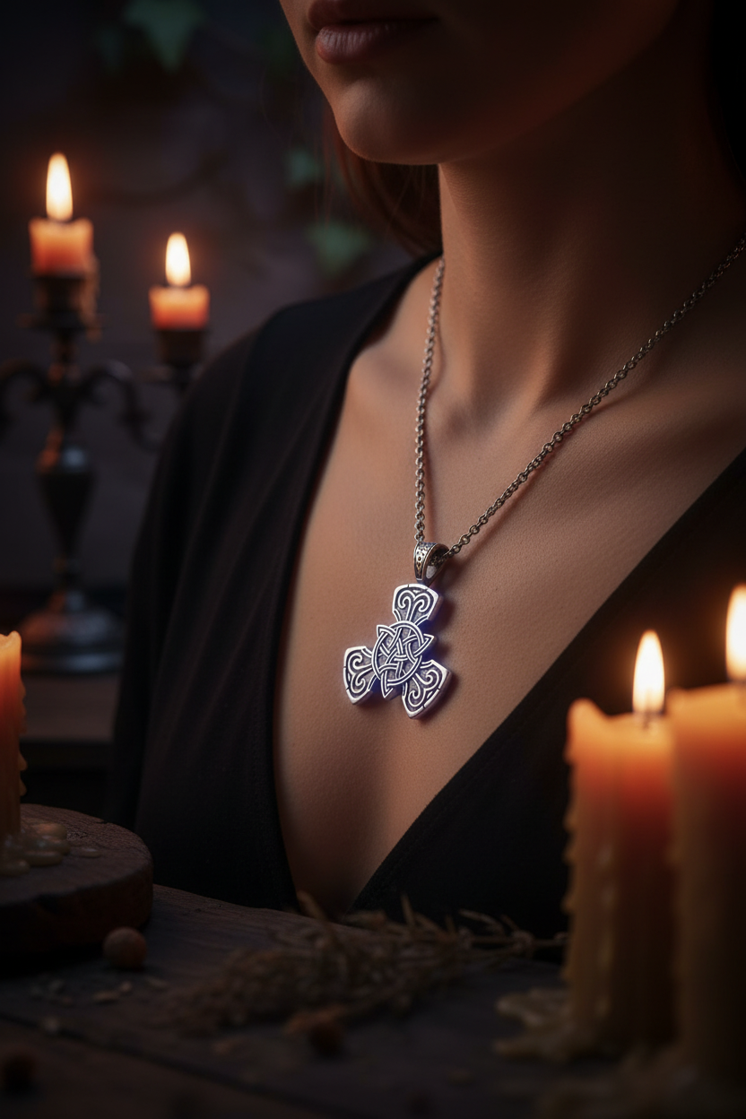 Collana Triskelion indossata - atmosfera pagana