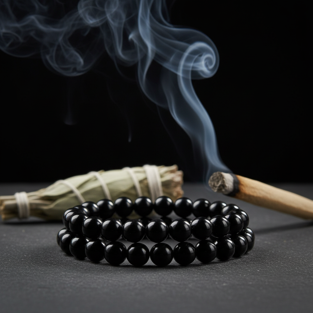 Bracciale onice nero con incenso e salvia