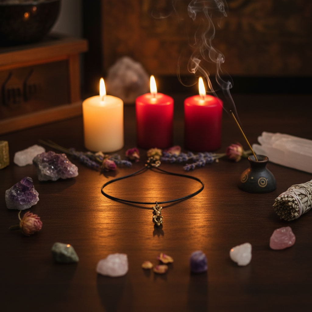 Collana dorje piccola - composizione rituale cristalli
