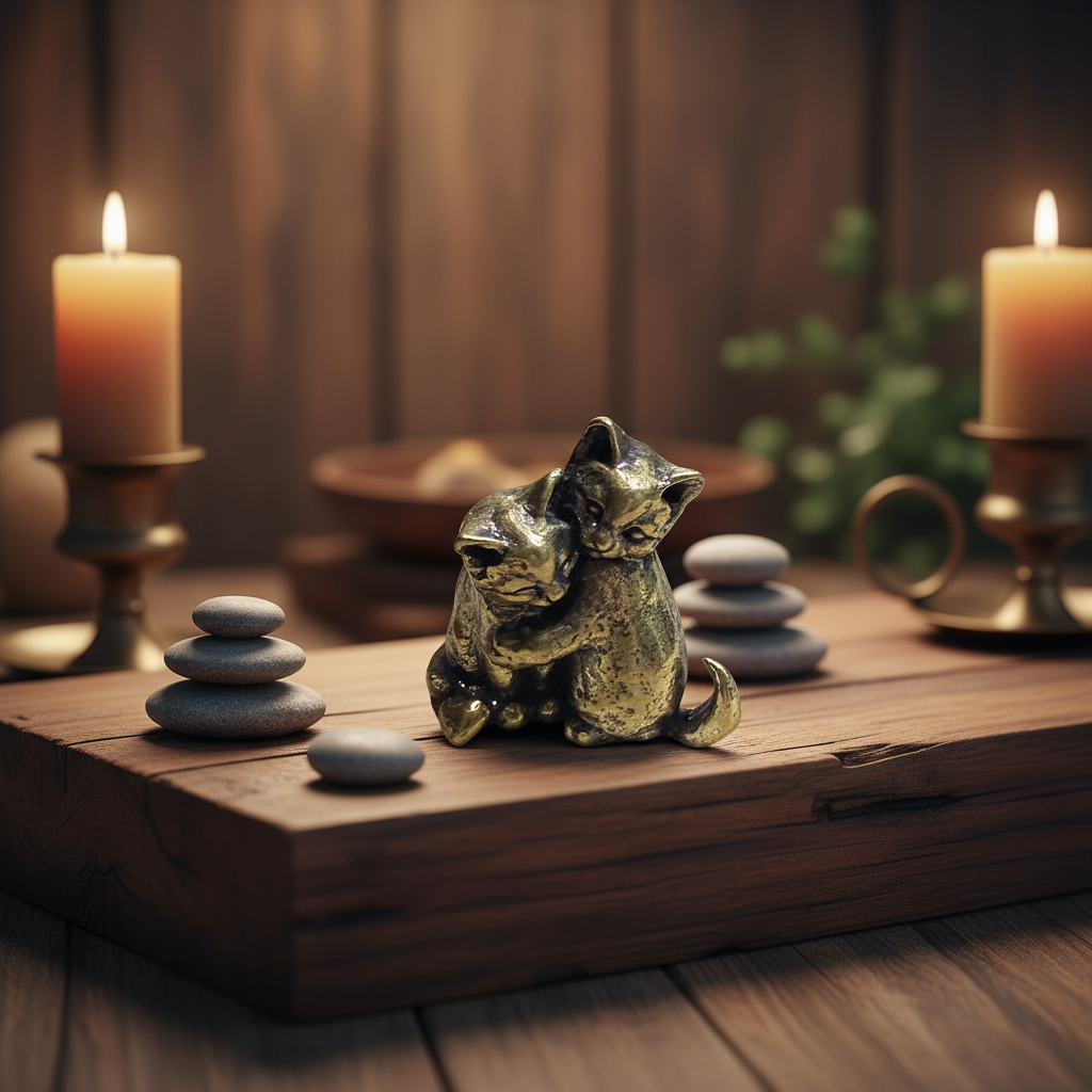 Gattini abbracciati ottone - lifestyle altare zen