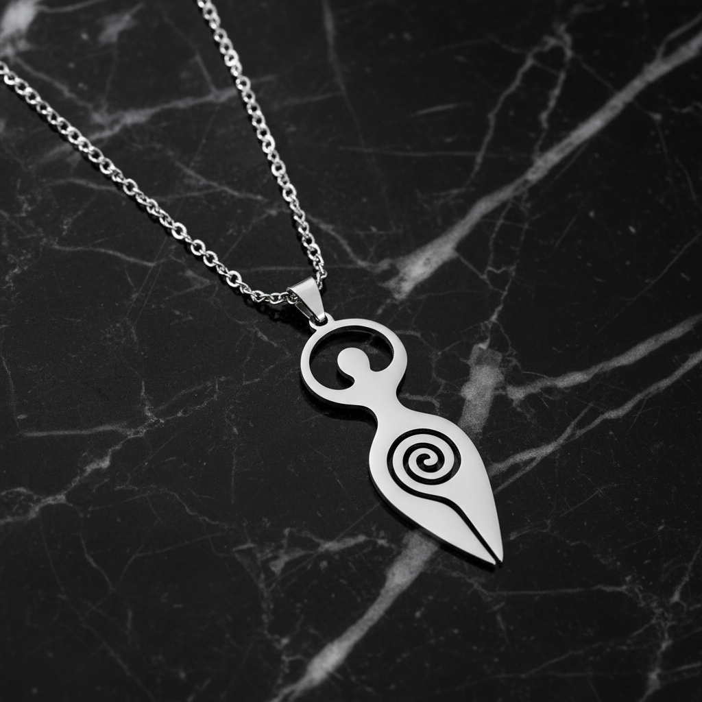 Collana Dea Madre Spirale della Vita - marmo nero