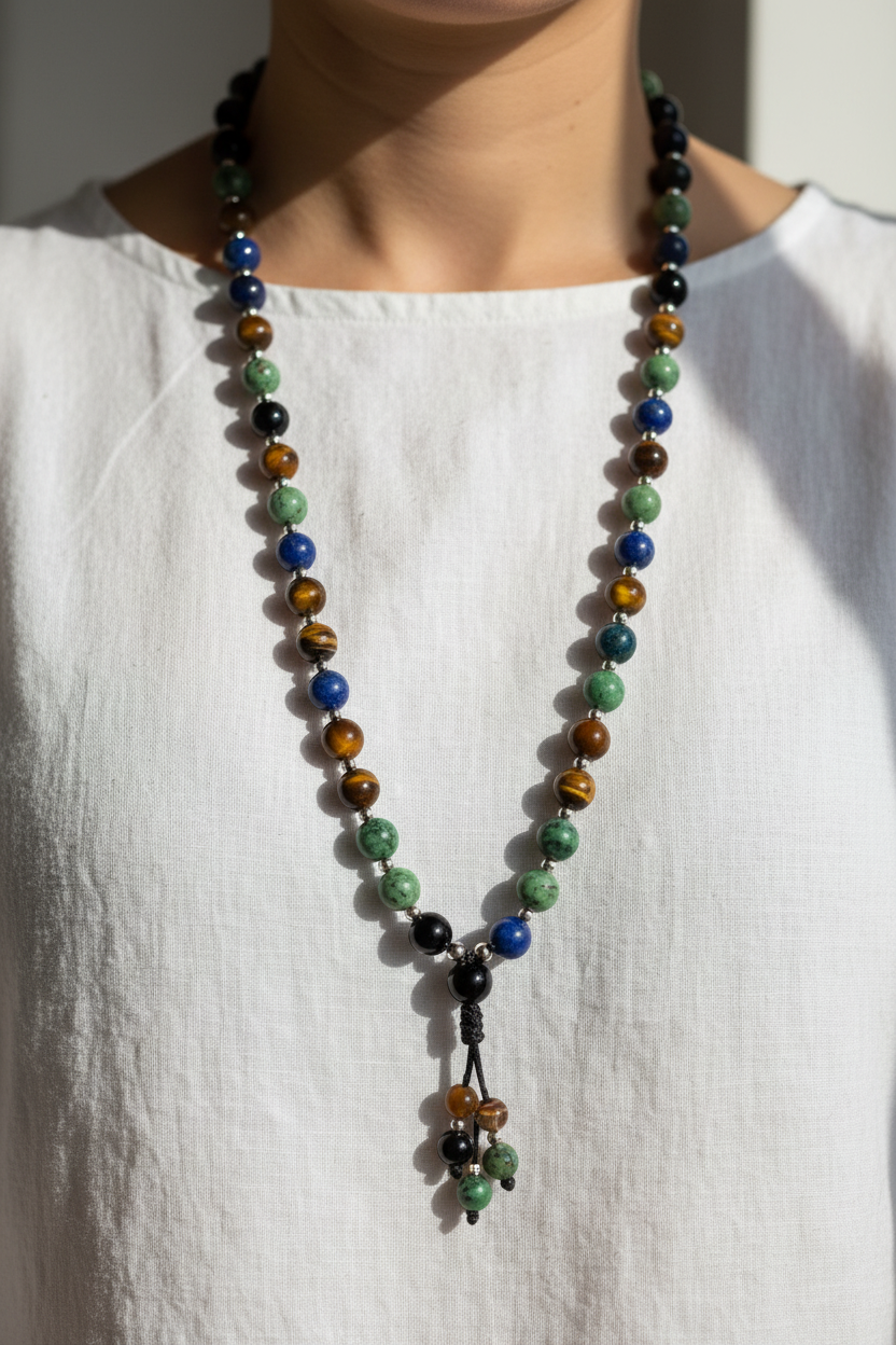 Japamala multistones - indossato collana lunga