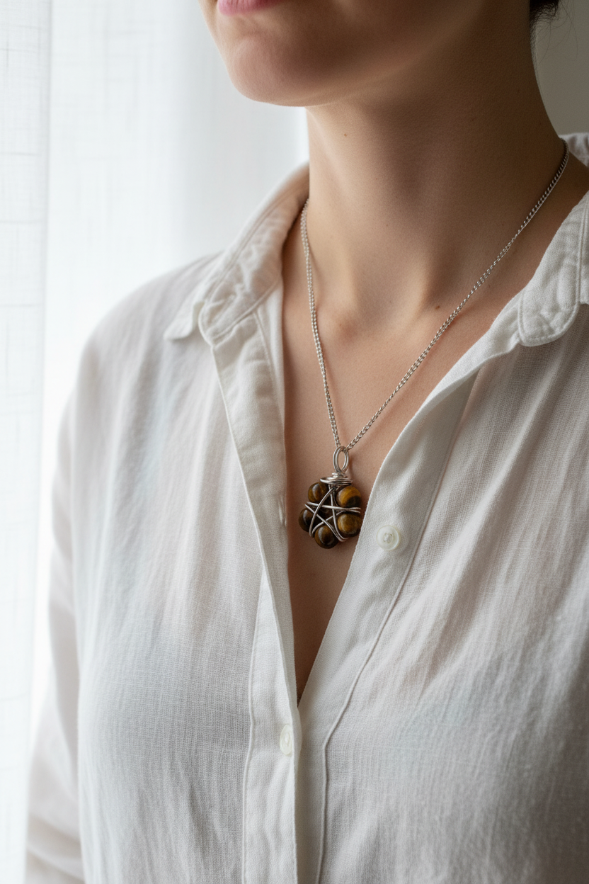 Collana Occhio di Tigre indossata
