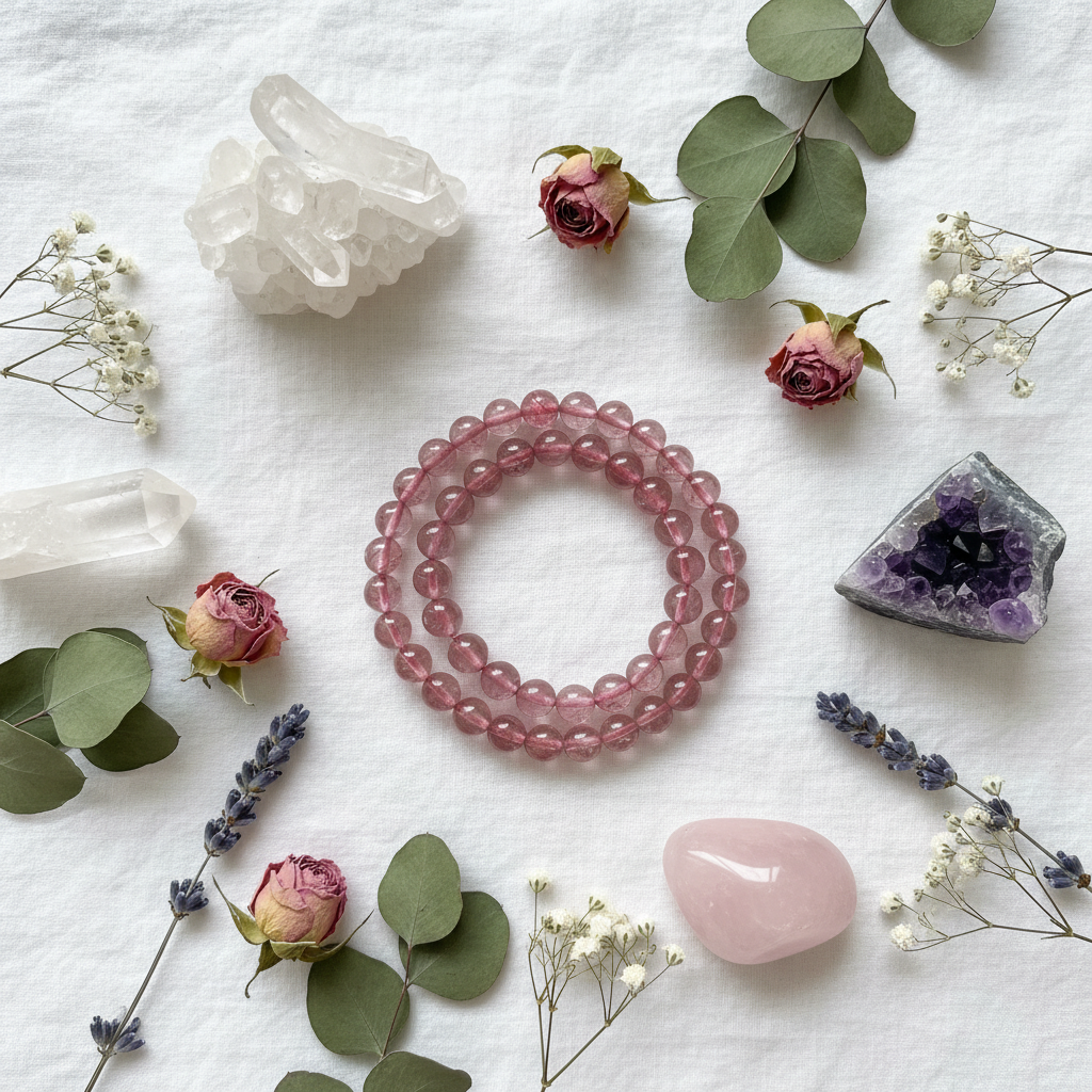 Bracciale Quarzo Fragola - Flat lay editoriale