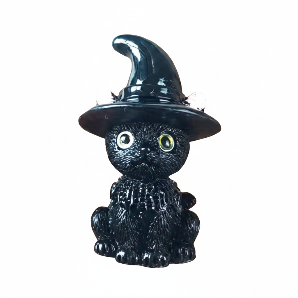 Gattino Nero Portafortuna con Cappello da Strega