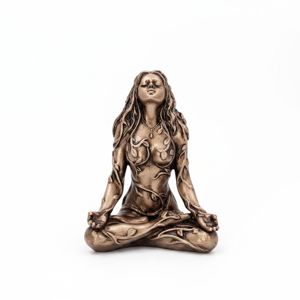 Statua Madre Terra in Meditazione - sfondo bianco