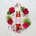 Spray Agua Divina su marmo con resina e fiori rossi