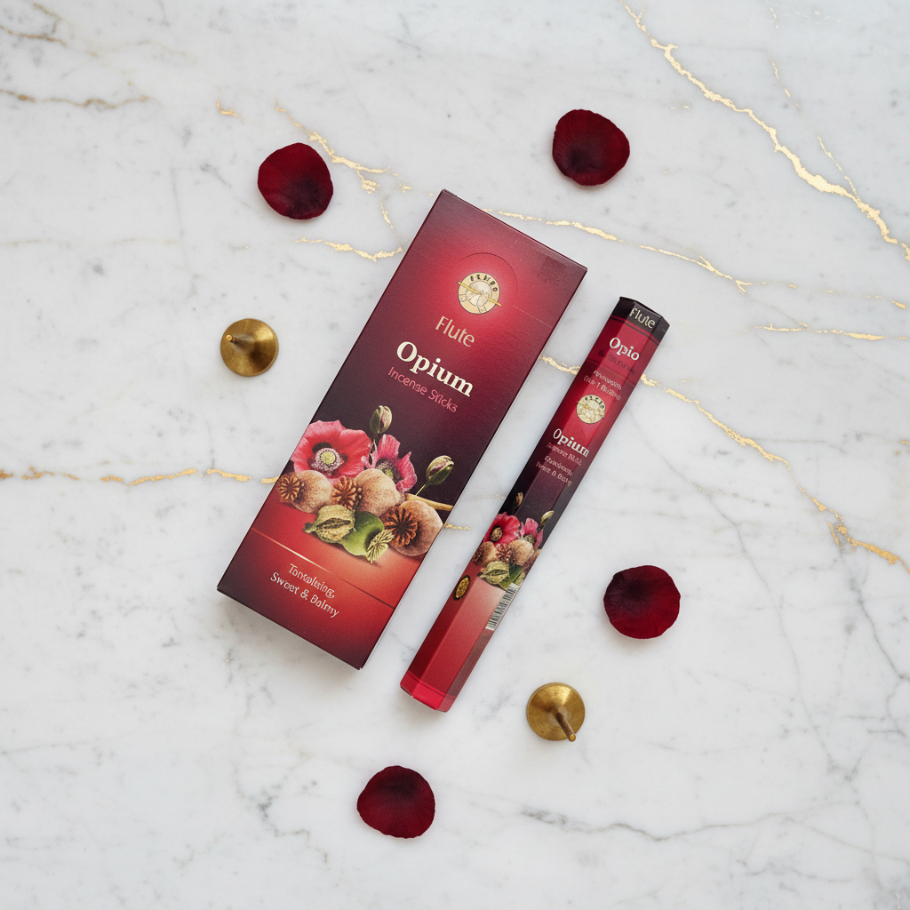 Flute Opium - flatlay su marmo